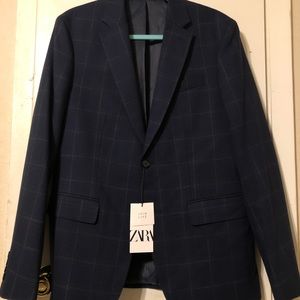 Zara Suit NWT - Blue plaid design